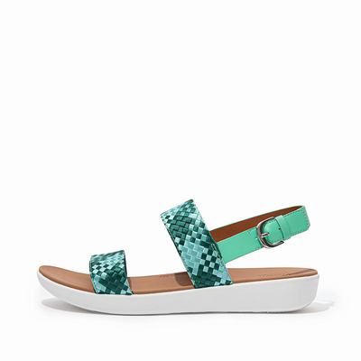 Fitflop Women's BARRA Silky Weave Back-Strap Sandals - Mint Green, IQ7241506